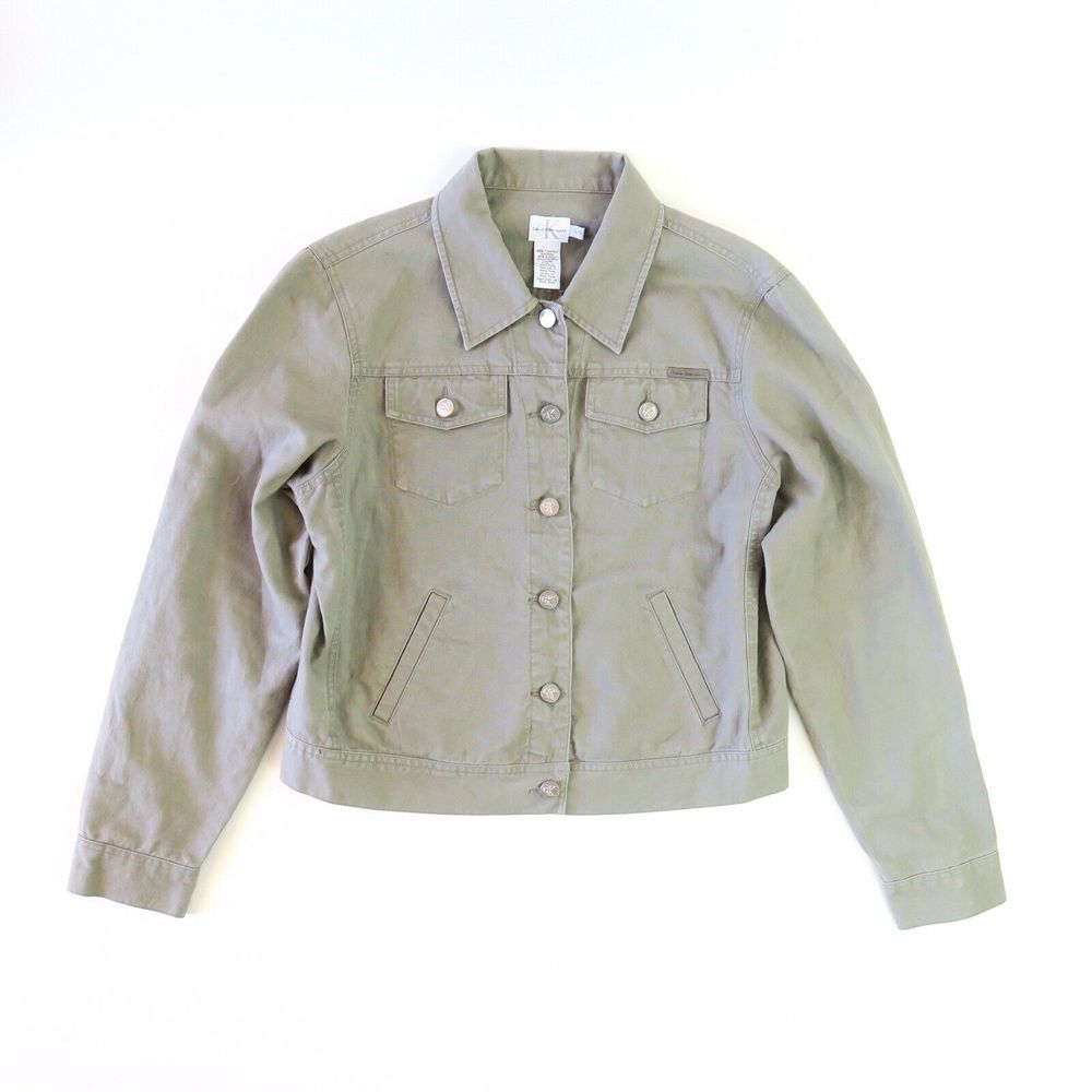Calvin Klein Linen Jacket Jean jacket style size Large - 90's Vintage